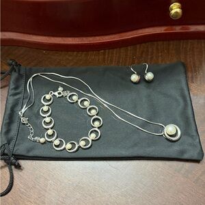 Elegant Silver and White Jewelry Set